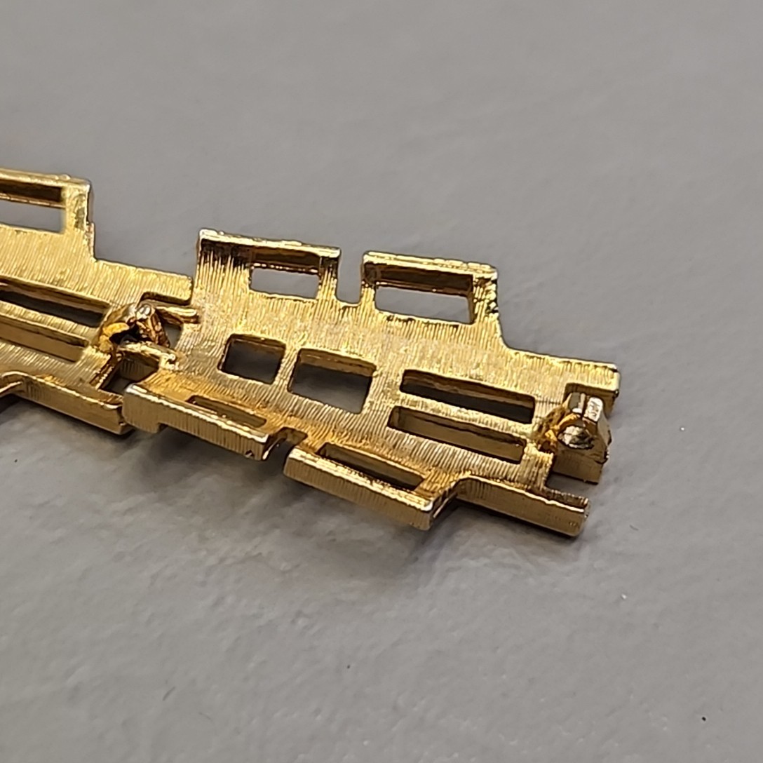 Vintage Modernist Necklace Gold Tone Geometric Dangle Pendant Articulated READ
