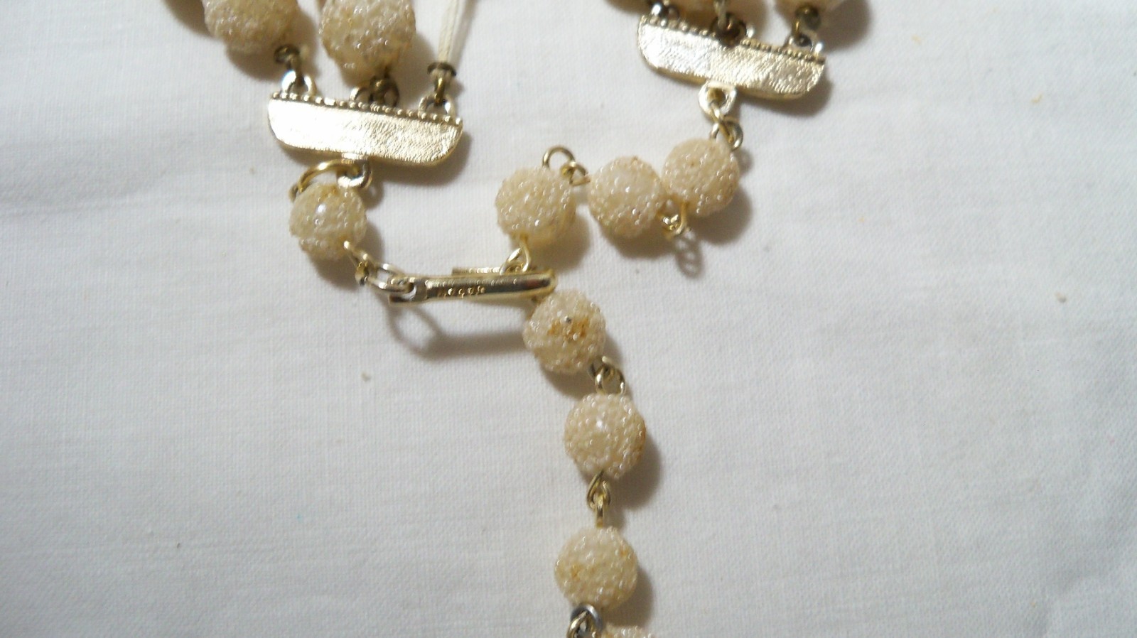 Vintage Japan Multi Strand Necklace Imitation Pear Chain Wrapped Coated & Beads