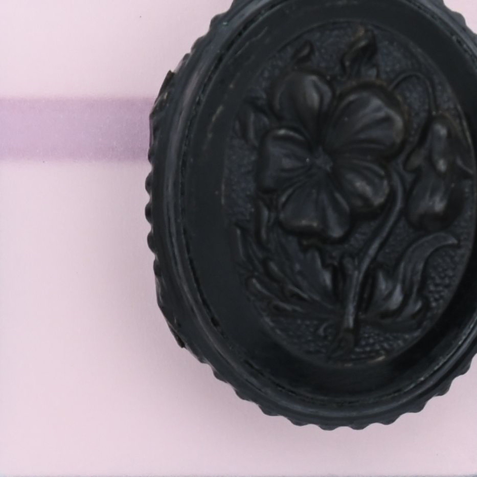 Antique Victorian Mourning Pansy Flower Puffy Double Sided Pendant Locket