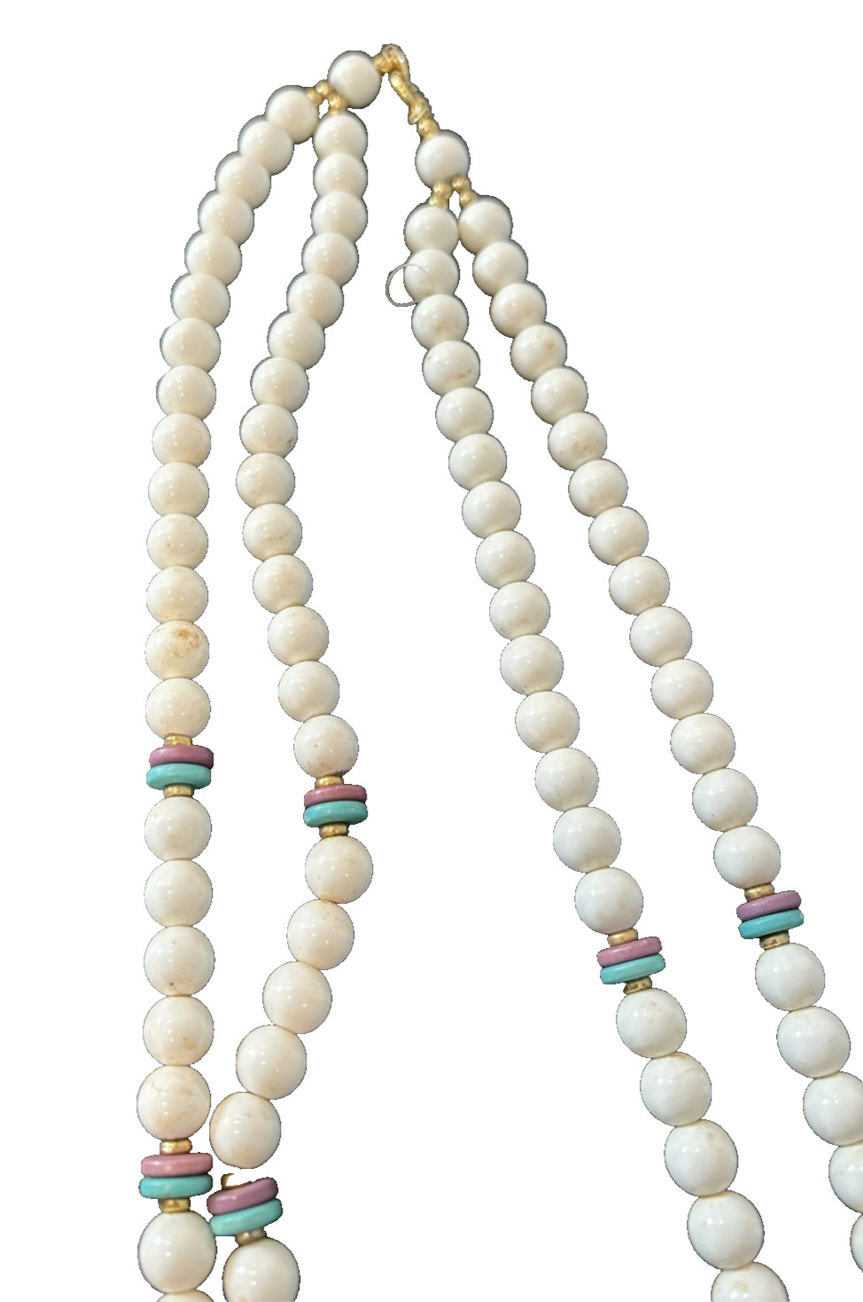Japan Plastic Ceramic Beaded Double Strand Art Deco 1980’s Statement Necklace