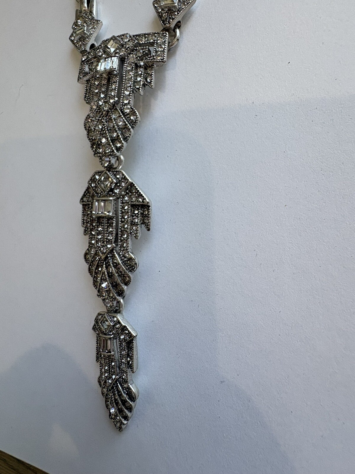 Stella & Dot Necklace Casablanca Rhinestone Silver Tone Convertible Pendant 18”
