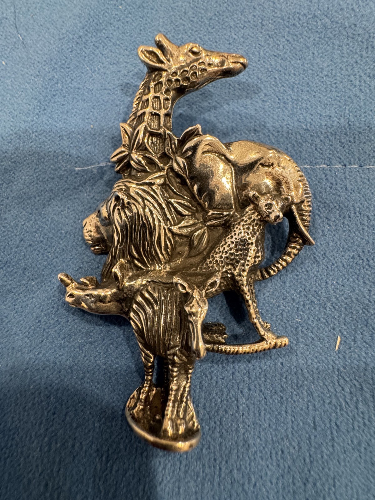 Vintage Mexico Sterling SIlver Animal Safari Pin Brooch:Lion, Zebra, Giraff, ele