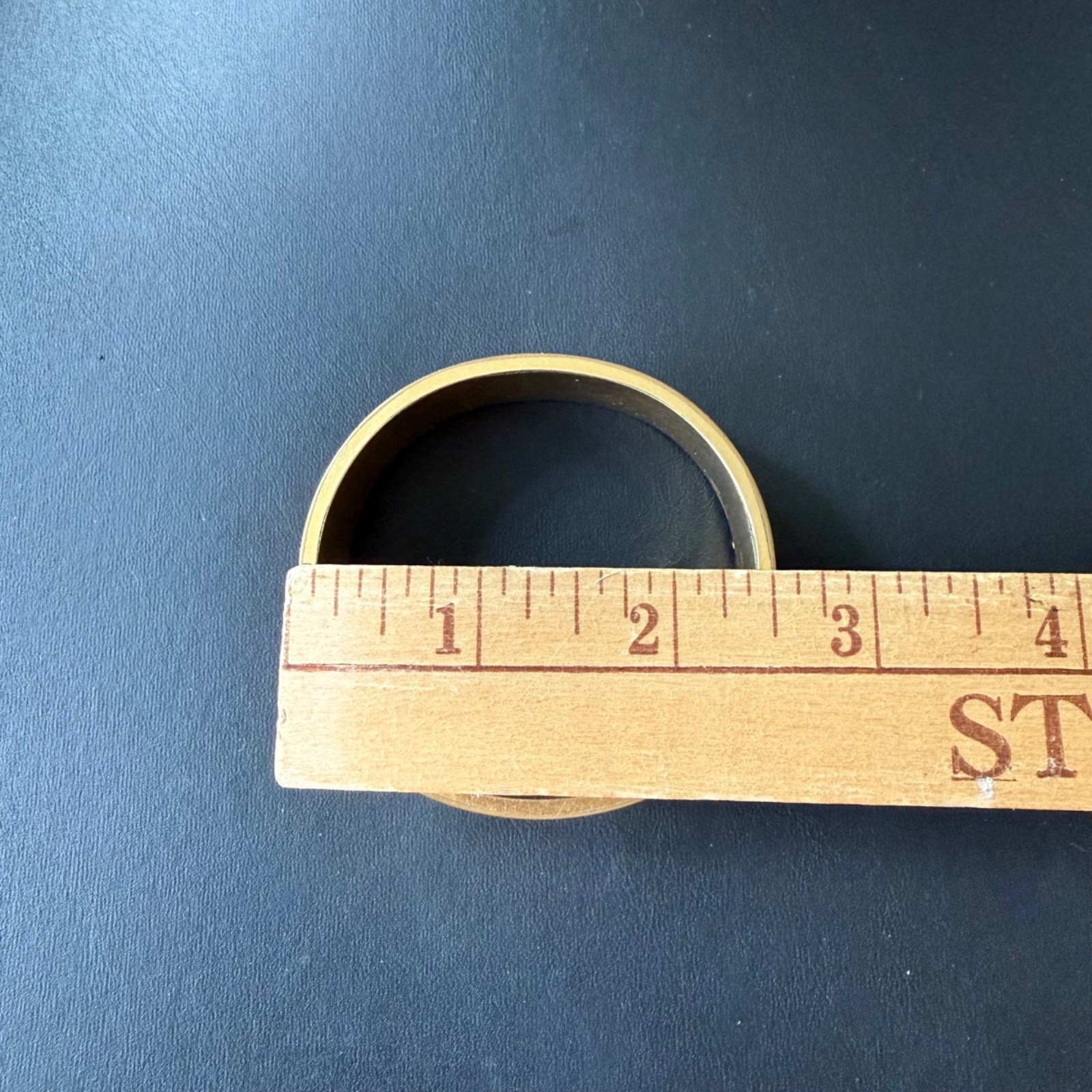 Vintage Brass Hinged Bangle Bracelet Safety Chain 2.5″ Diameter