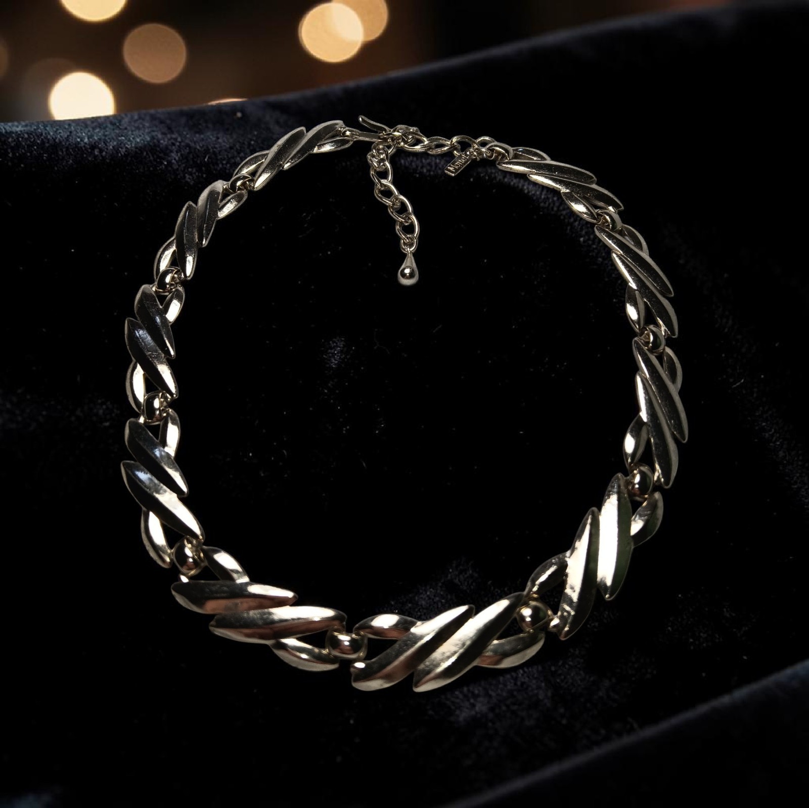 Monet Silver Tone Shepherd Hook Clasp Necklace
