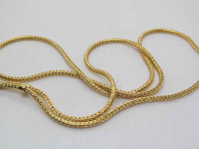 Vintage Gold Tone Wheat Spiga 2.2mm Pull Chain Dangling Charms Necklace