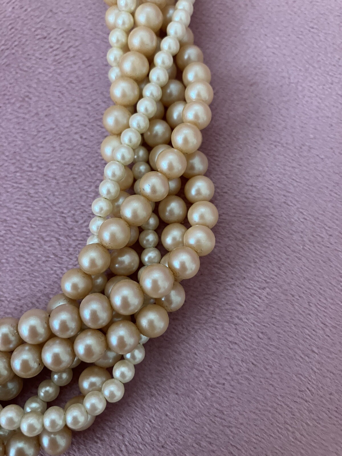 STUNNING! Vintage Signed Gay Boyer 6 Multi Strand Faux Pearl Necklace 16”