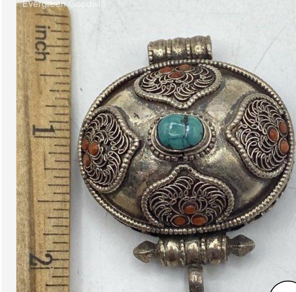 Vintage 925 Silver Coral And Turquoise Figural Pendant 1.5” x 2” 23g