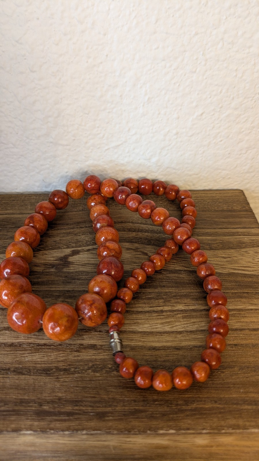 Heavy 86g Vintage Sponge Coral Necklace 24” Graduated Bead Estate