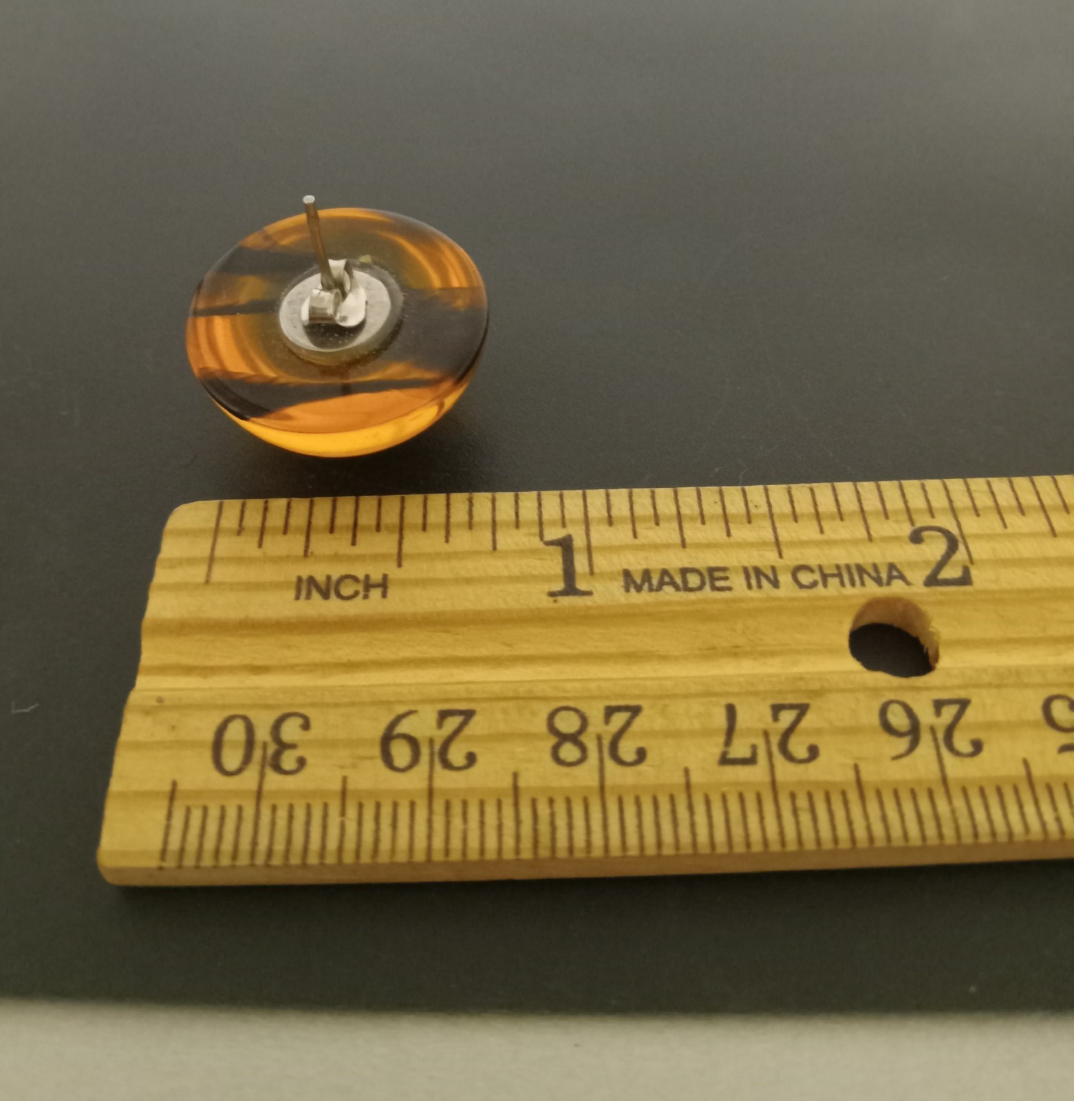 Vintage Amber Acrylic Resin Stud Earrings