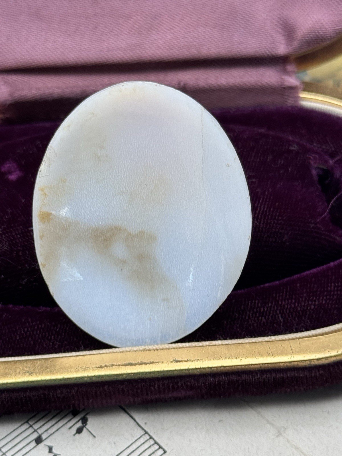Unmounted Cameo Right Facing Two Tone Hand Carved ANTIQUE Circa 2”