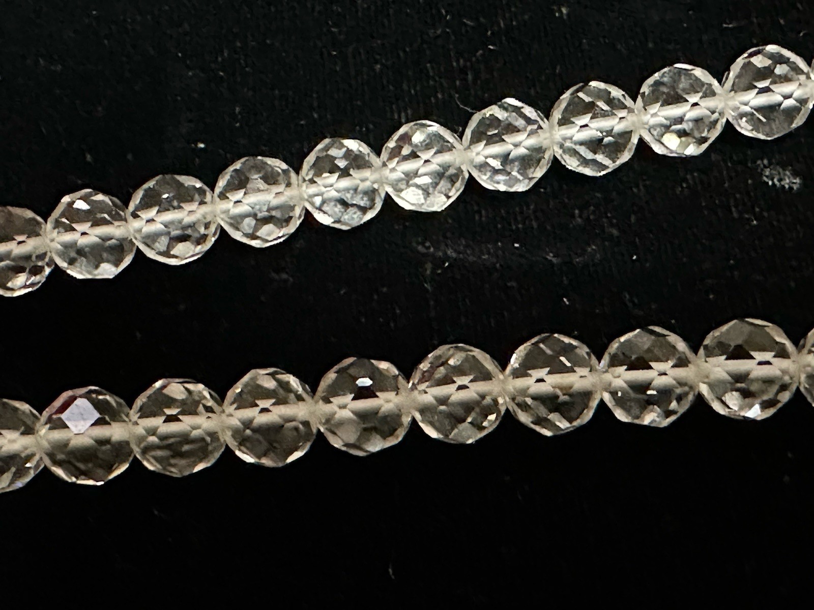 Vintage Necklace Cut Glass Faceted Crystal Beads Sterling Silver Clasp 16”