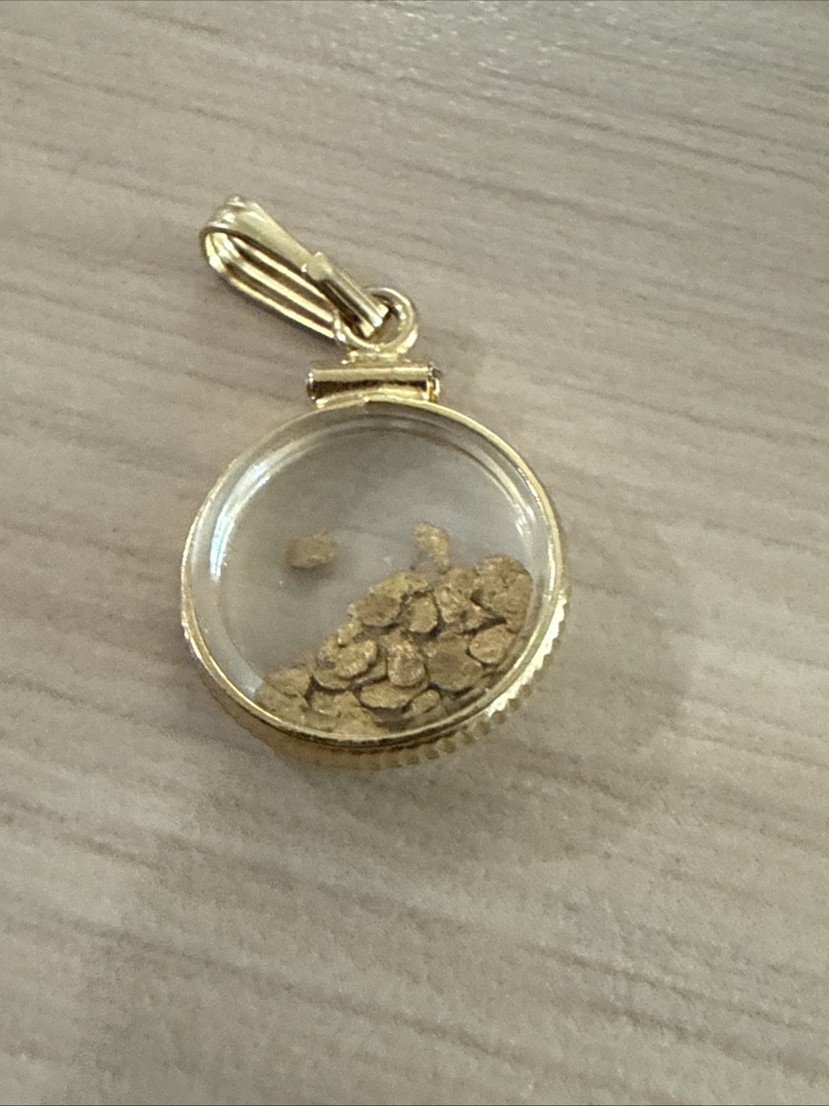 Vintage Gold Filled Frame Charm With Gold Flakes Pendant