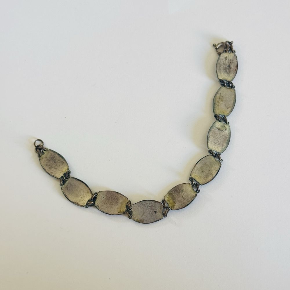 Bermuda Charm Panel Link Bracelet VTG souvenir Buildings Souvenier Enamel 7.5″