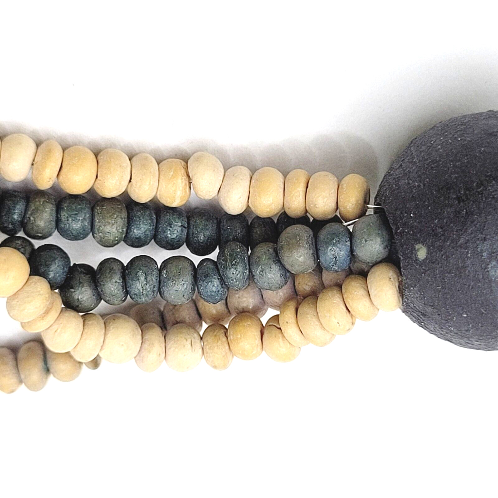 Peacock Blues Silver Tone Multi Strand Unique Bead Styles Vintage Necklace 24 In