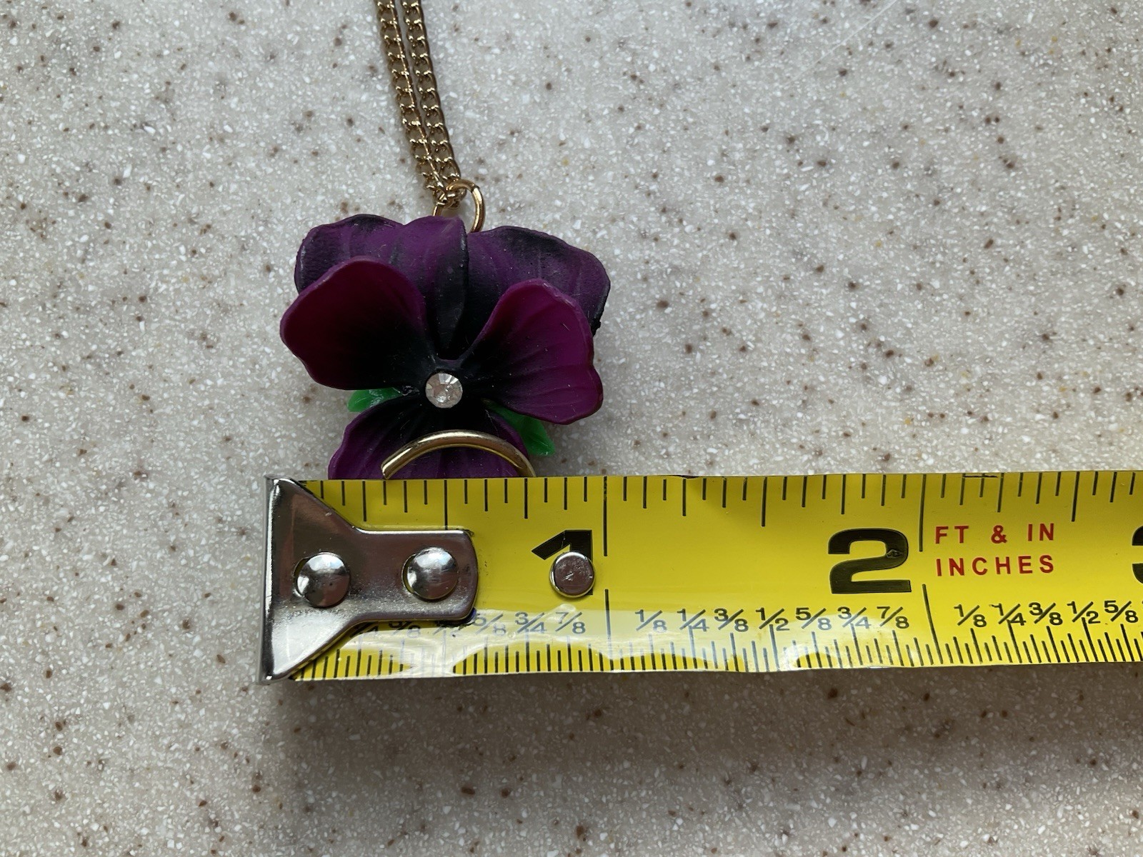 Vintage Necklace & Earrings Set Purple Pansy Flower New
