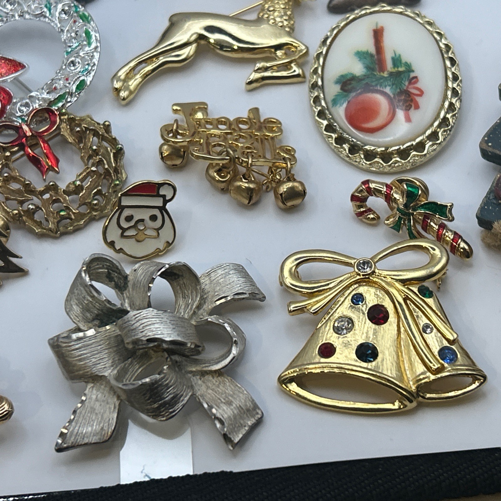 Vintage -now 24 Christmas Brooch /pin Lot Some Signed Bells, Trees, Angels, +