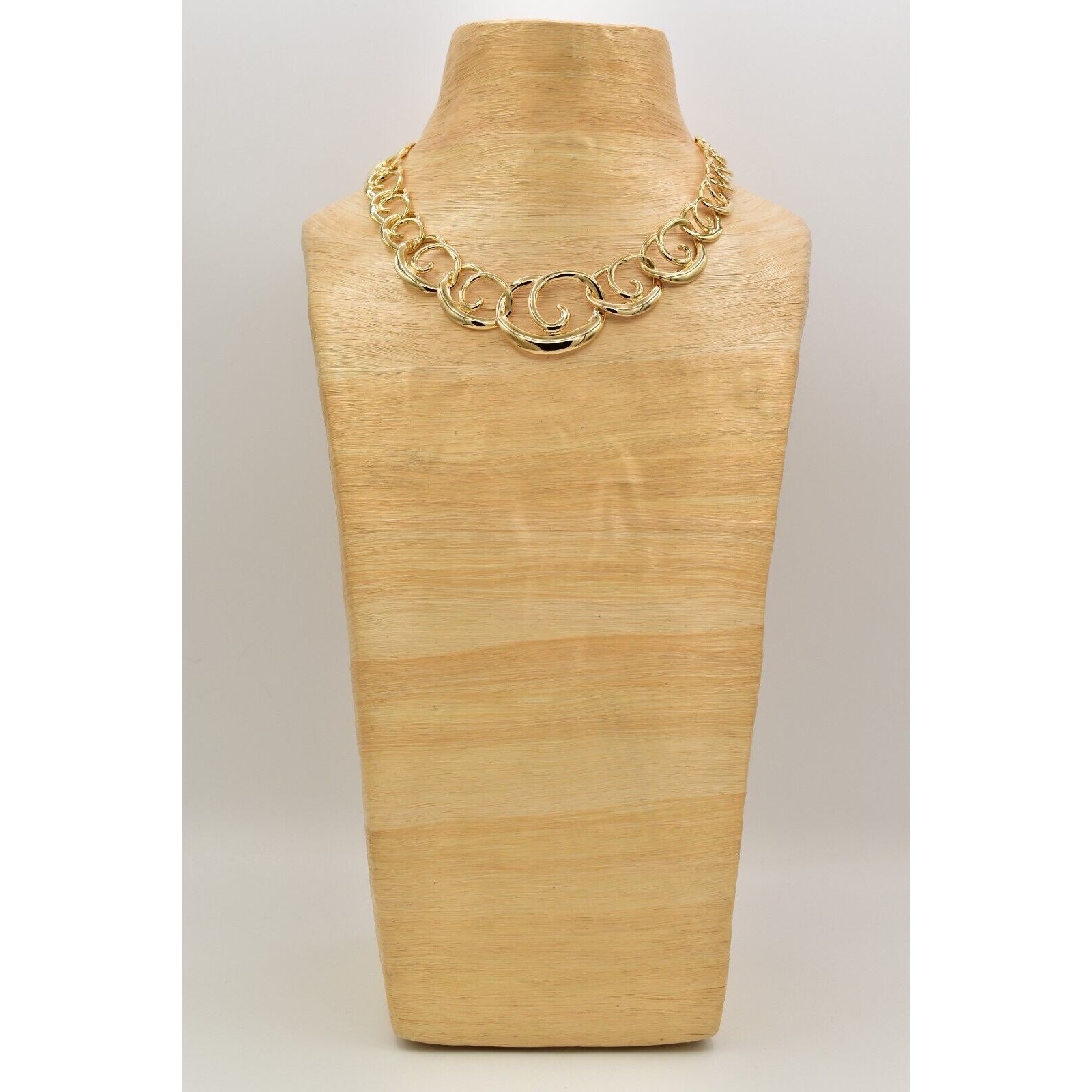 Vintage Collar Necklace Gold Tone Lightweight Metal Chain Shiny NOS 1980s BinA14