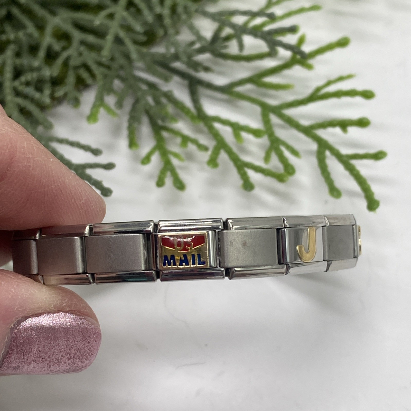 Vintage Italy Persona Links Stainless Steel 18K Uberry Links Expansion Bracelet
