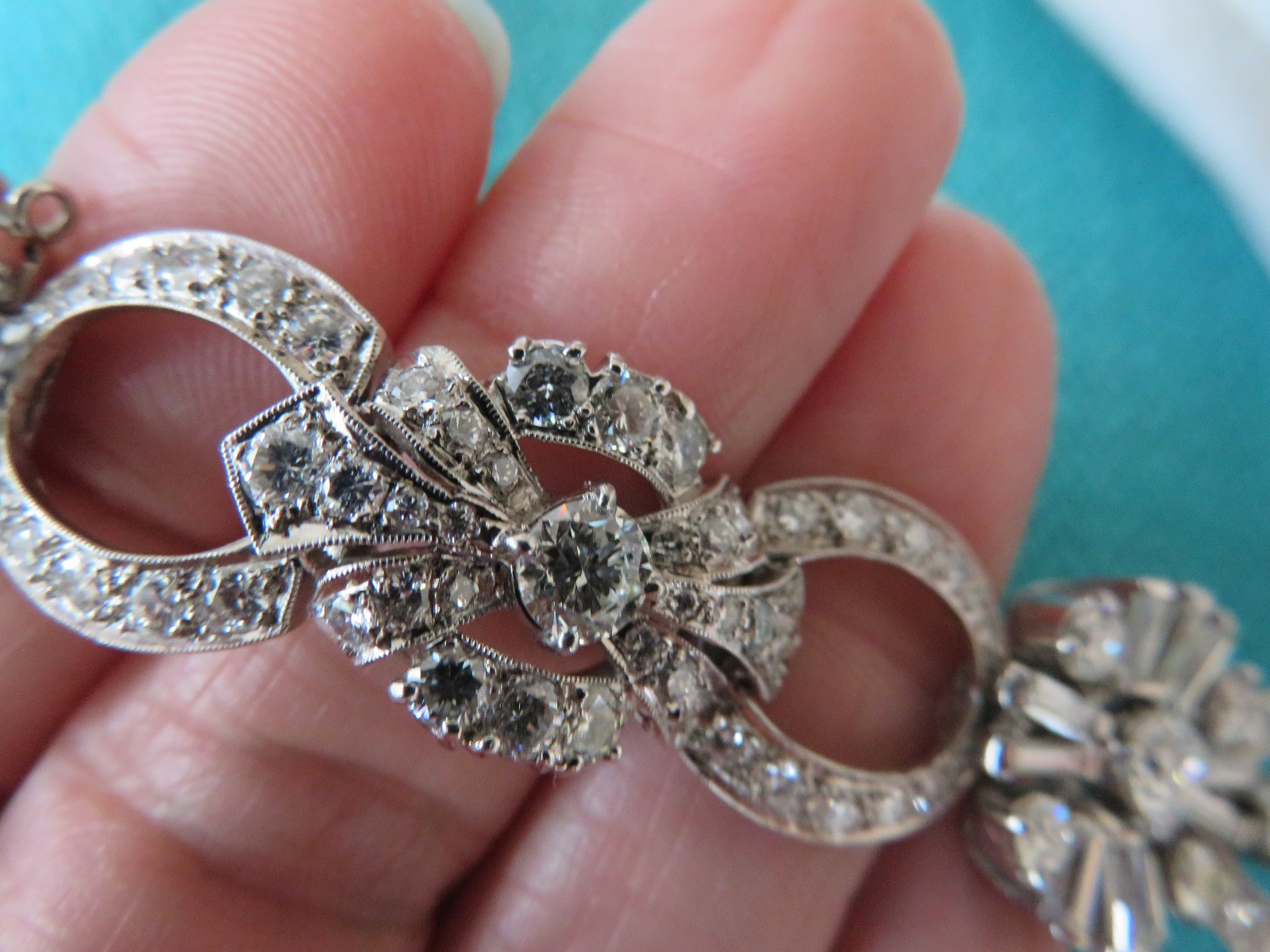 ART DECO PLATINUM 14.00 CT VVS2-VS1 F DIAMOND BRACELET 7″ 17 MM WIDE AMAZING