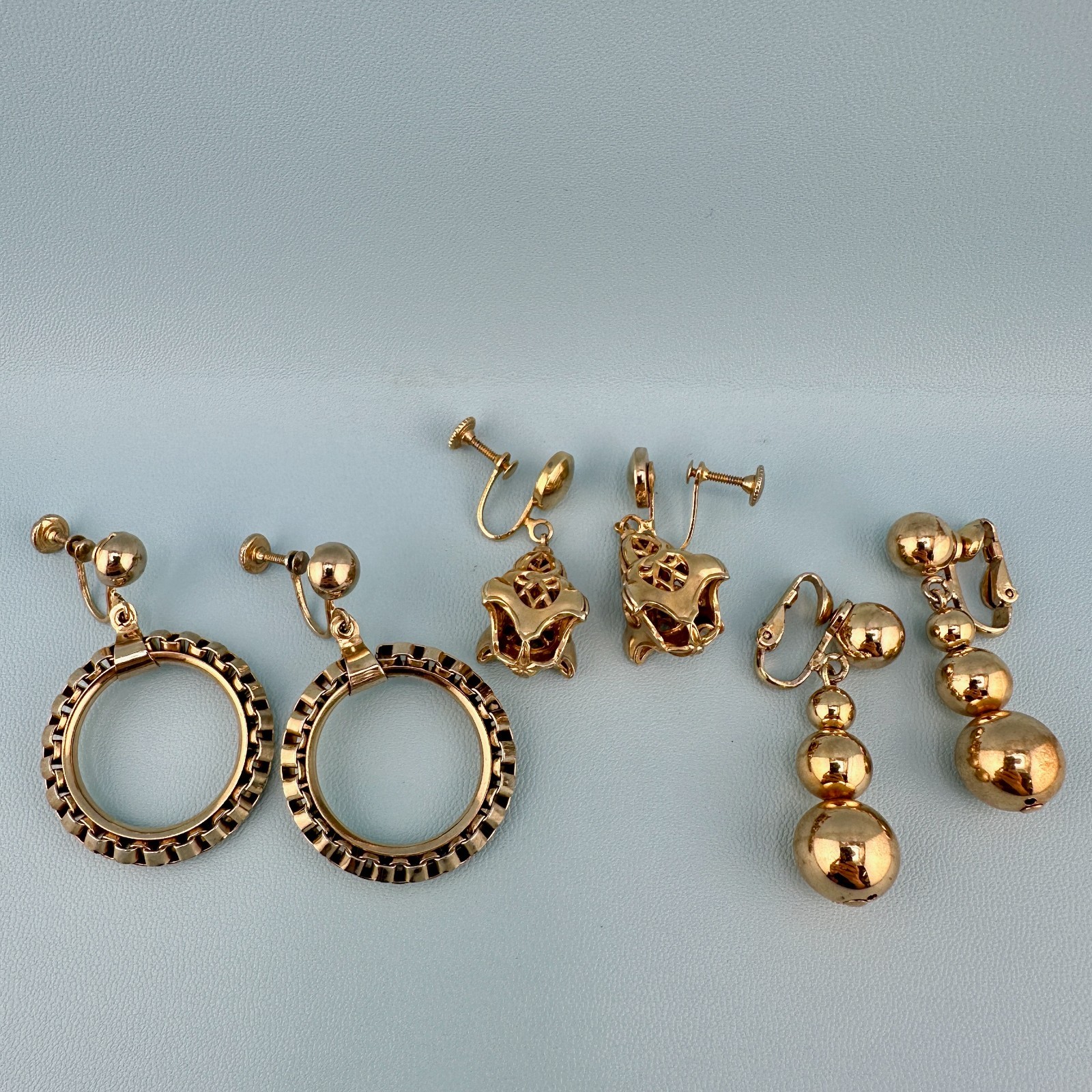 Vintage Earrings Lot Dangle Statement Balls Drop Hoop Etruscan Some Signed