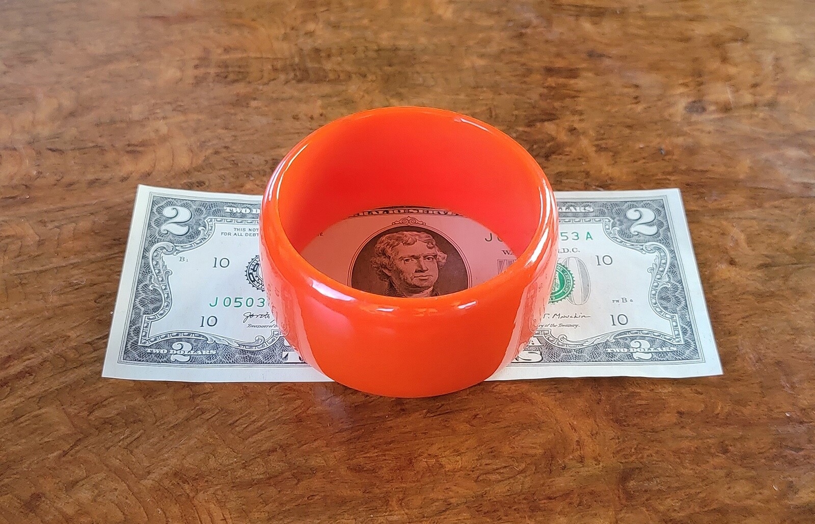 Vintage BAKELITE Bangle – Orange – Almost 1 1/2″ Wide