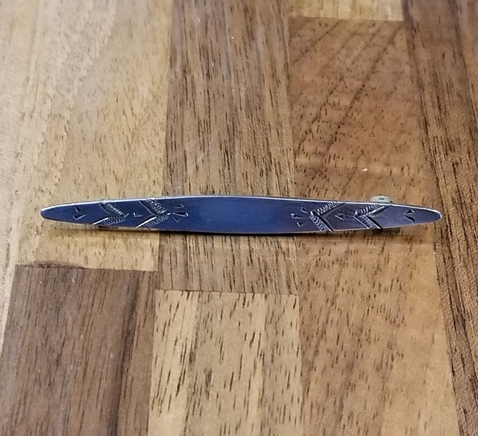 Vintage Sterling Silver Front Filigree Bar Pin Brooch 2-3/8 Inches Long