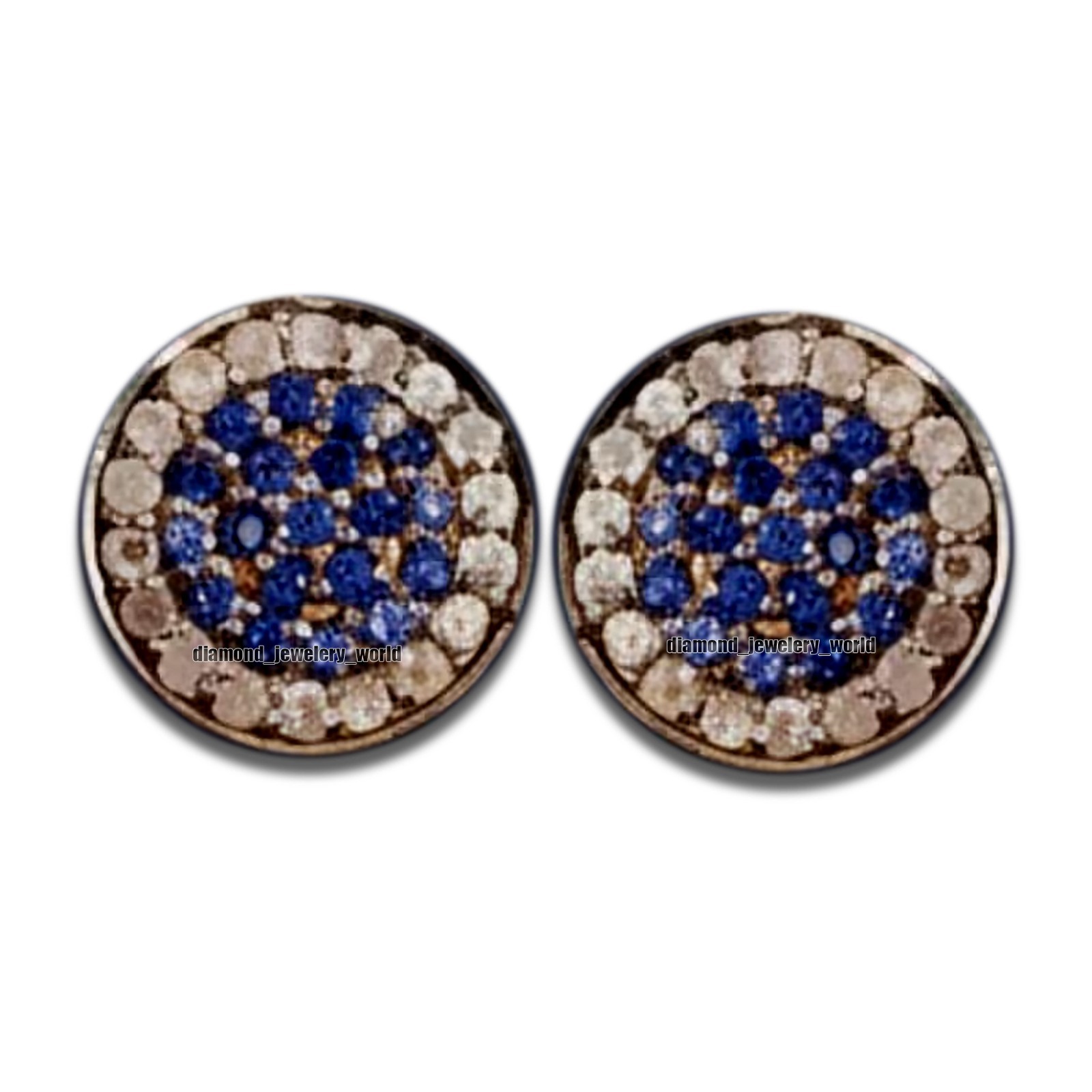 Victorian 0.70ctw Rose Cut Diamond Sapphire Silver Amazing Studs Earring Jewelry