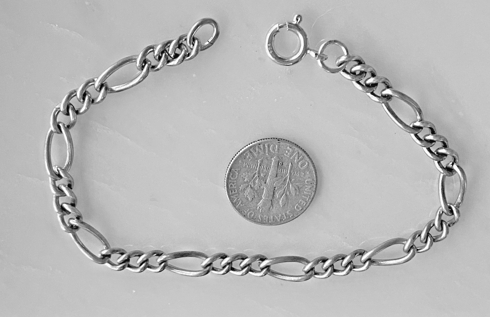 Vintage Sterling Silver Figure Eight Starter Charm Bracelet 7 1/4 inches