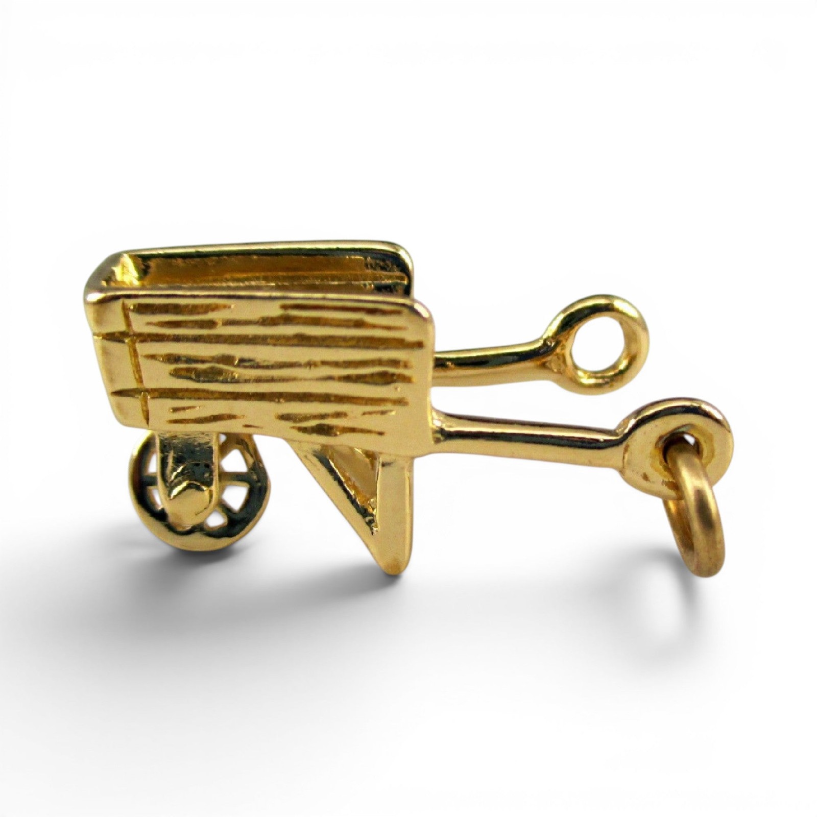 Sterling Silver or Gold Vermeil Wheelbarrow Charm for Bracelet 3D Gardener Gift