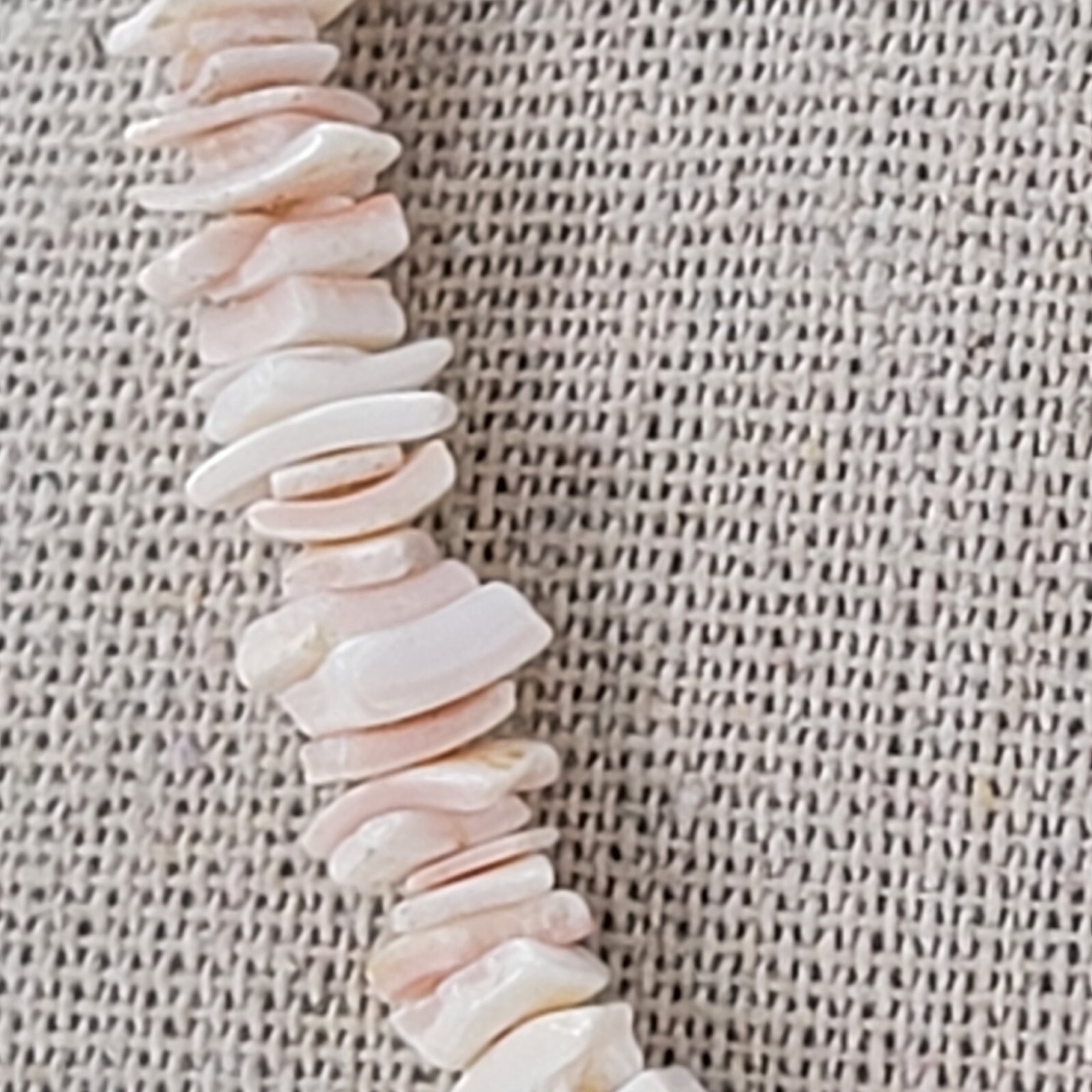Vintage Puka Shell Necklace 16.5 in Pastel Pink Spring Ring Clasp
