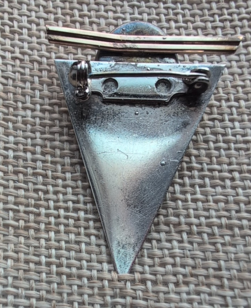Vintage Geometric Modernist Brooch Triangle Abalone Sterling Mixed Metal
