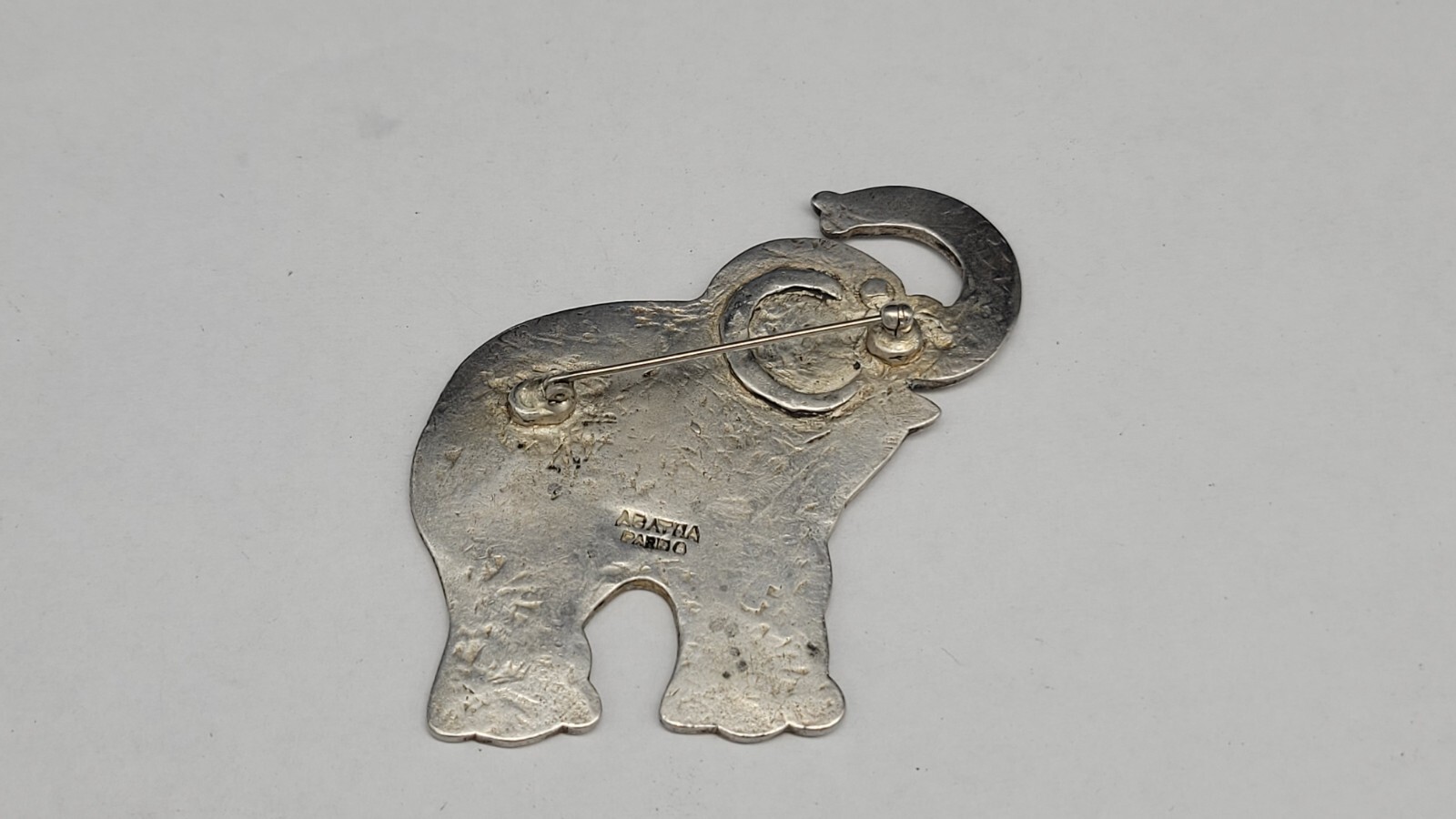 Vintage AGATHA Paris Silver Tone E-L-E-P-H-A-N-T Brooch/Pin, 2 1/2″
