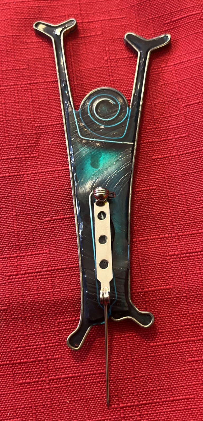 Yossi Steinberg Modernist Abstract Person Brooch Resin Retro Art Jewelry