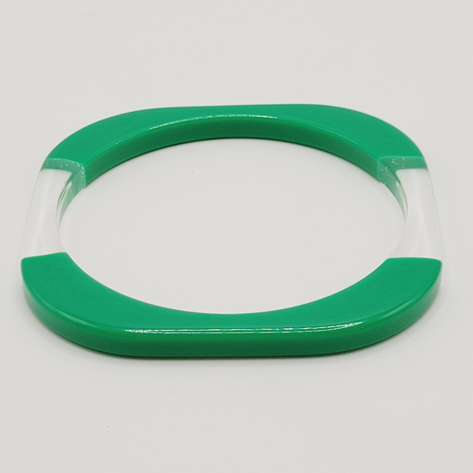 Green and Clear Lucite Bangle Bracelet Unique Retro Style Vintage 1980s