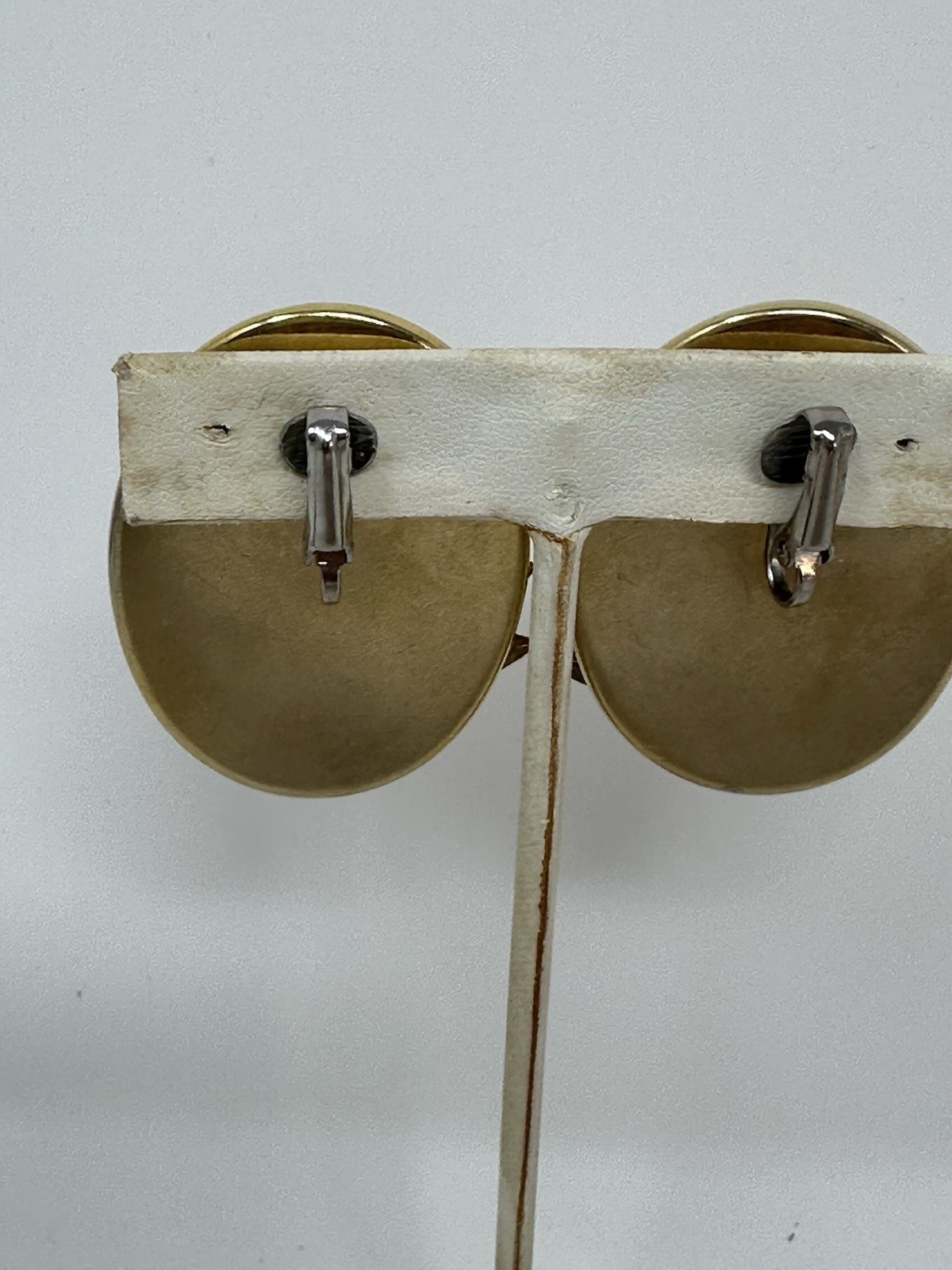 Vintage Mid-Century Lucite Clip-On Earrings BOLD Amber & Gold Tone 1950s Retro