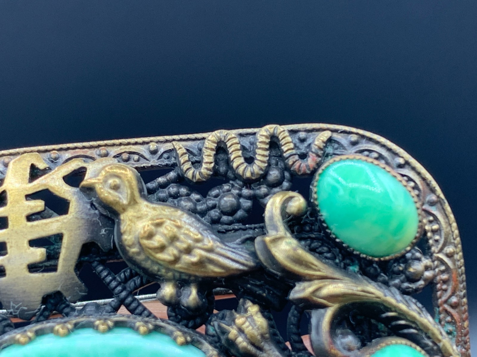 MAX NIEGER Pin Brooch Chinese Revival Pekin Glass Czechoslovakia circa 1920s