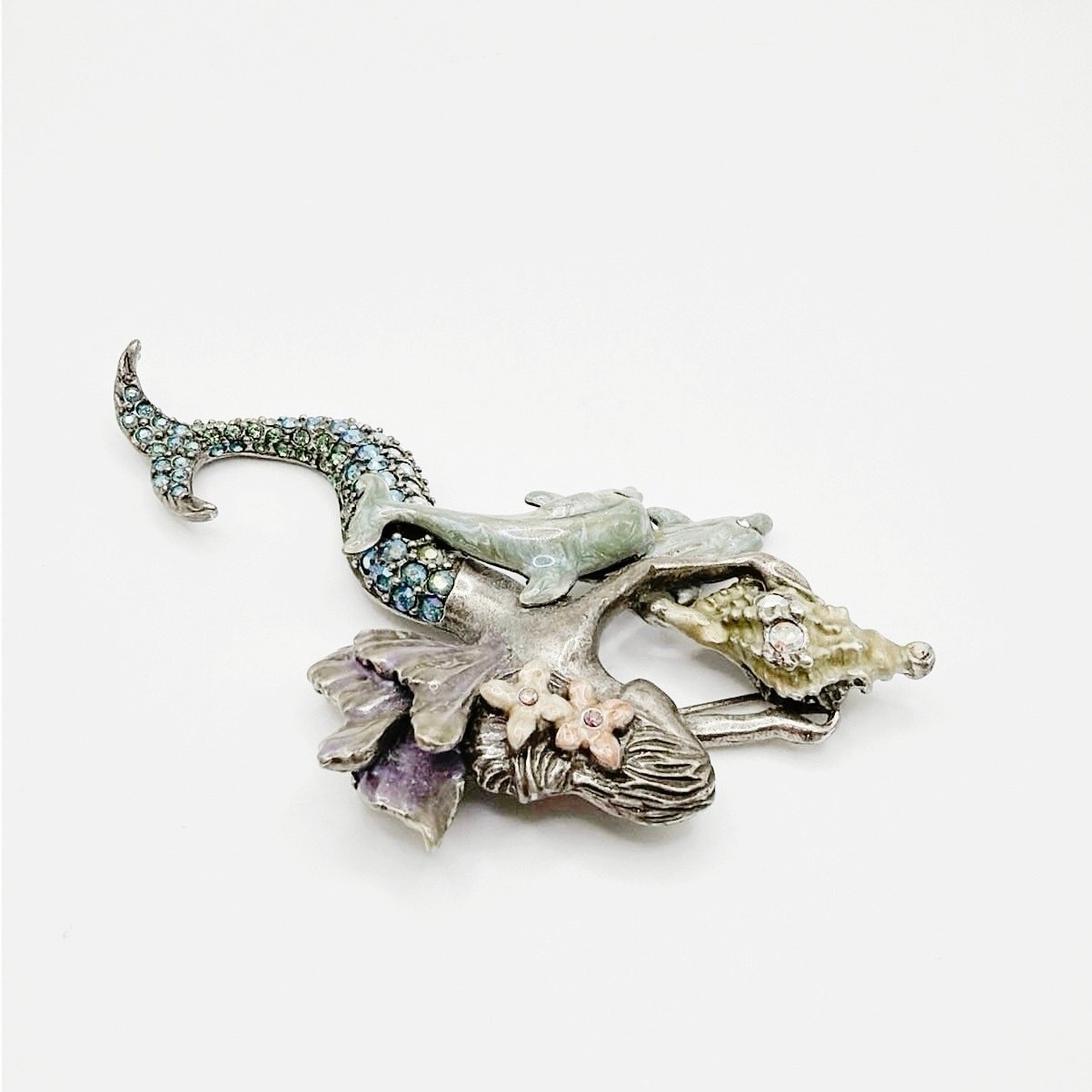 Kirk Folly Mermaid and Dolphin Vintage Brooch