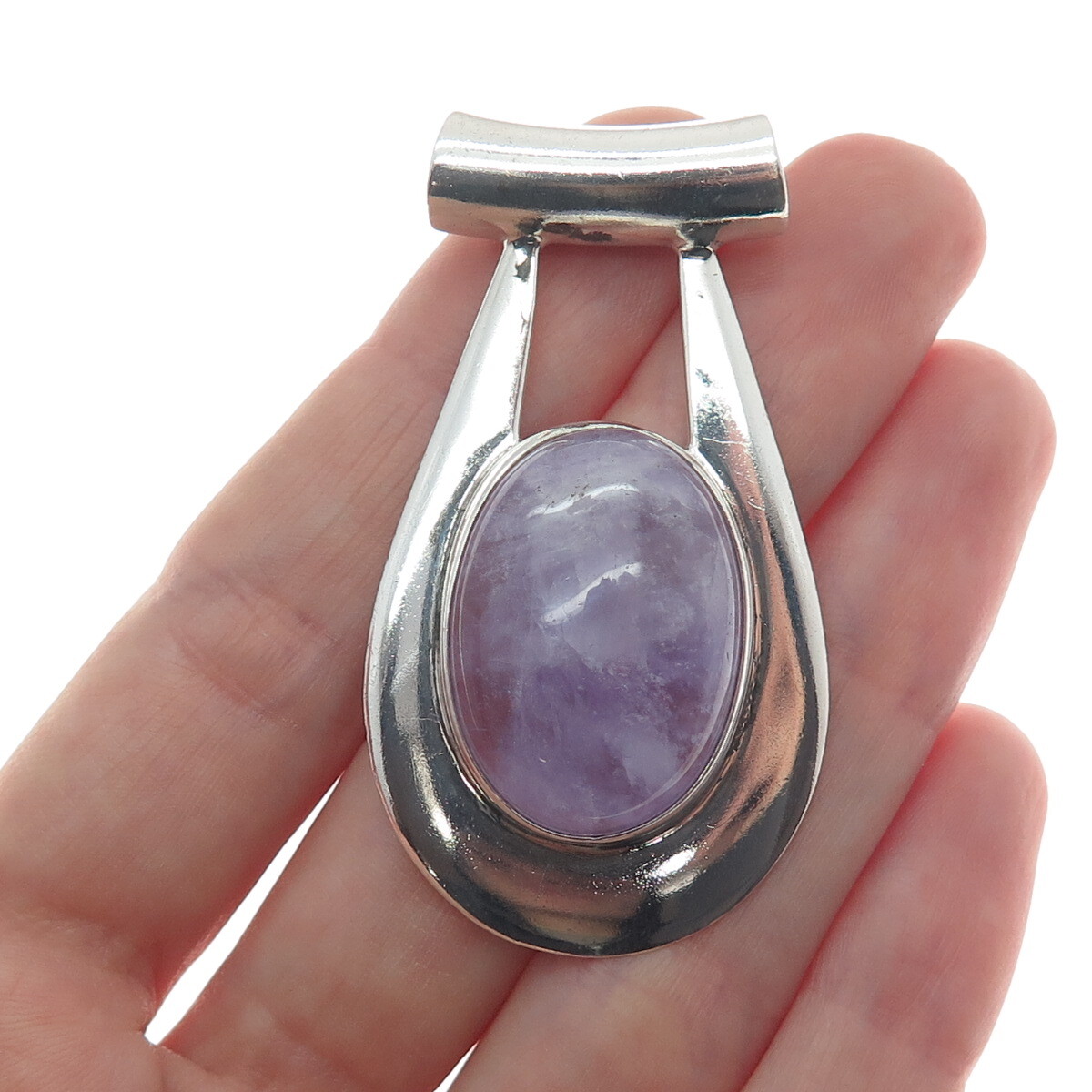 DOMINIQUE DINOUART Sterling Silver Vintage Mexico Real Amethyst Slide Pendant