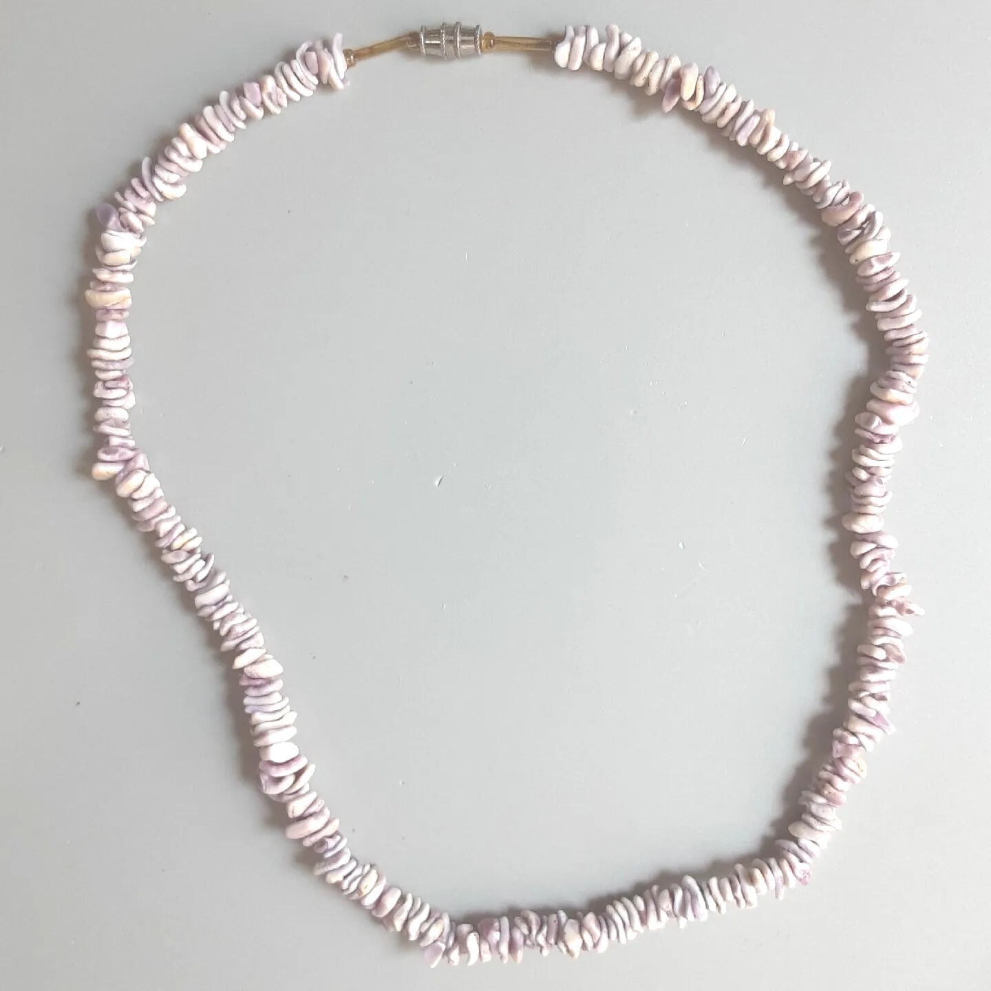 Vintage Purple Shell Necklace Choker 7 Mm 17.5 Inch
