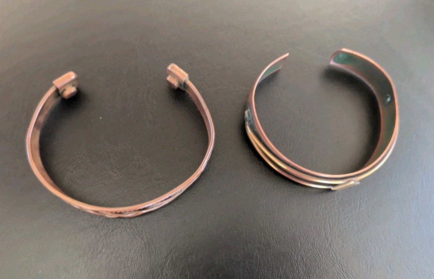 2 Vintage Genuine Copper Cuff Bracelet Different Styles, Braided, Marked, Stylis