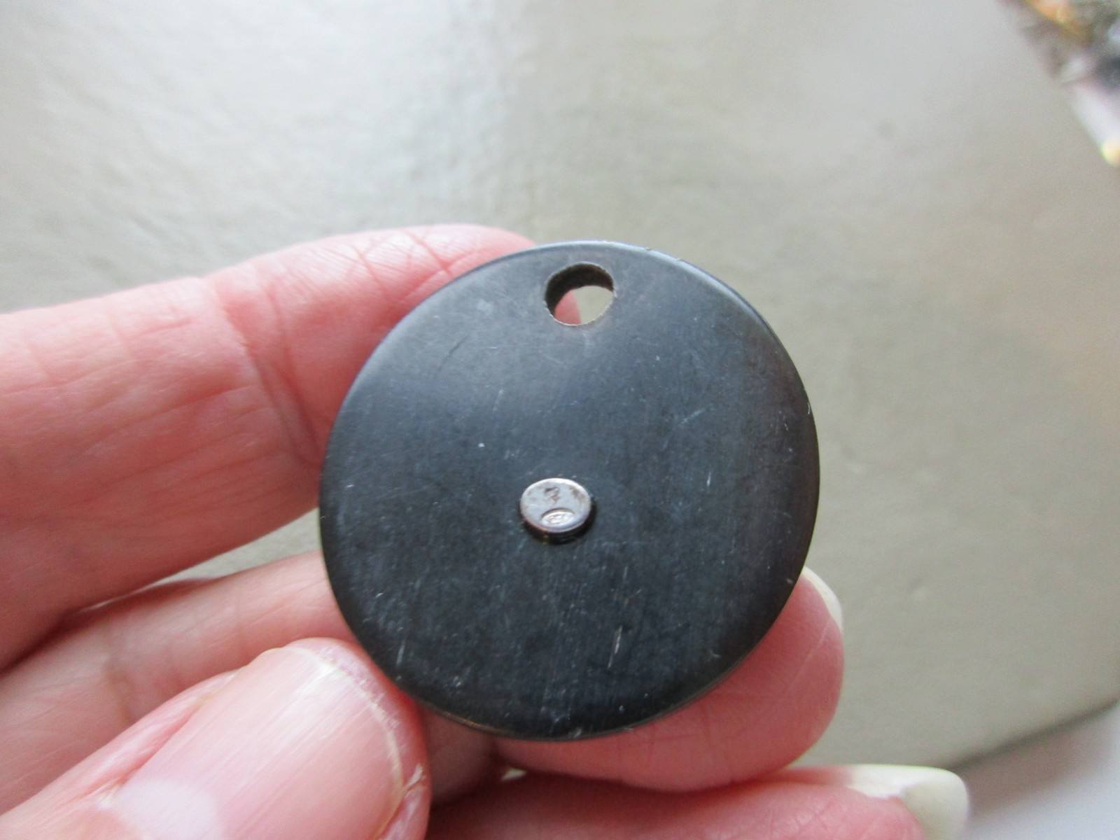 UNUSUAL VINTAGE OLD EARLY HARD PLASTIC 925 STERLING SILVER LOZENGE CHARM PENDANT