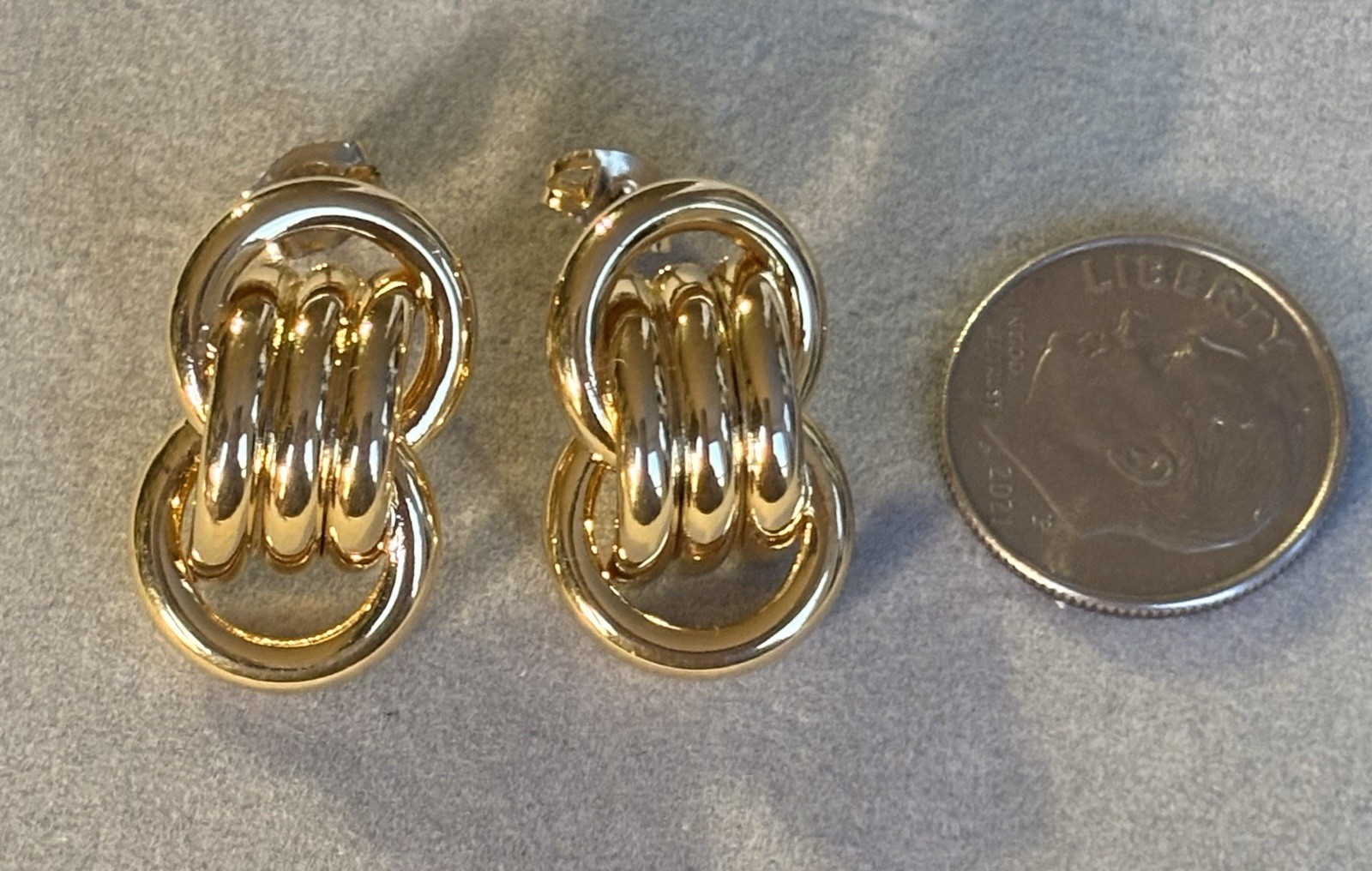 vintage-style gold tone rope knot earrings