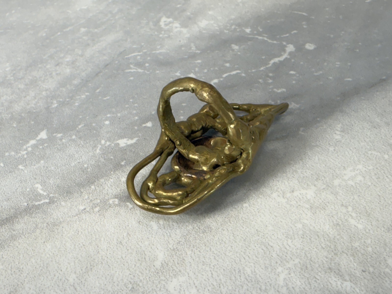 Vintage Brutalist Artisan Brass Bronze Large Statement Ring Size 5