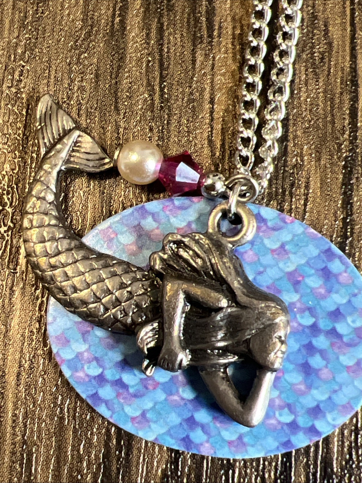 Vintage Mermaid Necklace Silver Toned Chain And Lobster Claw Clasp