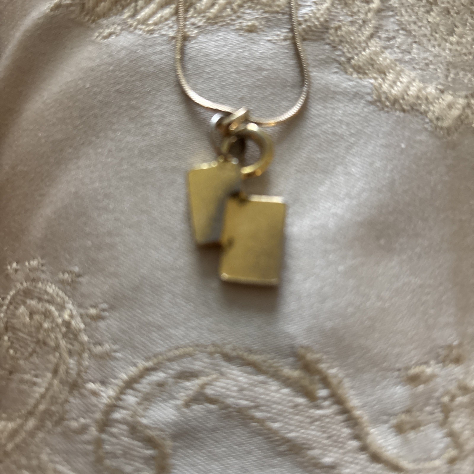 Vintage Berebi 16” Playing Cards Necklace Spade & Heart Connected Gold Tone