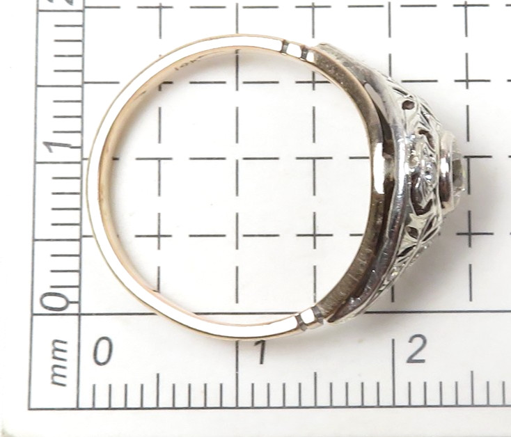 Victorian Edwardian 14KY Silver Diamond Engagement Ring Size 7 UK-N1/2 EGL USA