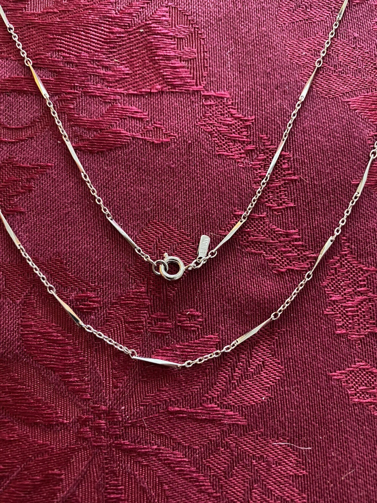 Vintage Monet Silver Tone Bar & Link 24″ Chain Necklace
