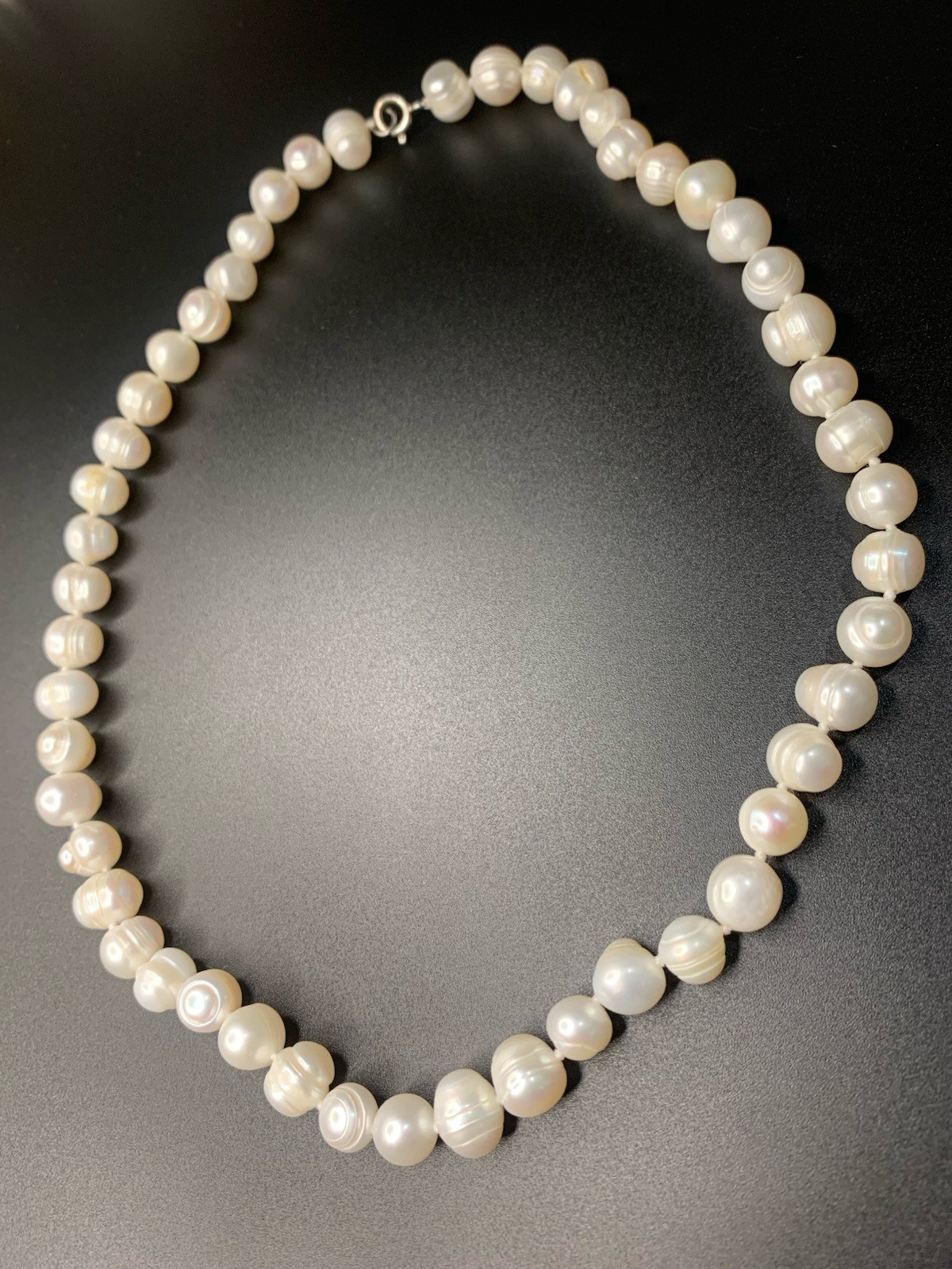 VTG Genuine Natural Freshwater Pearl 925 Sterling Silver Clasp Necklace 45cm