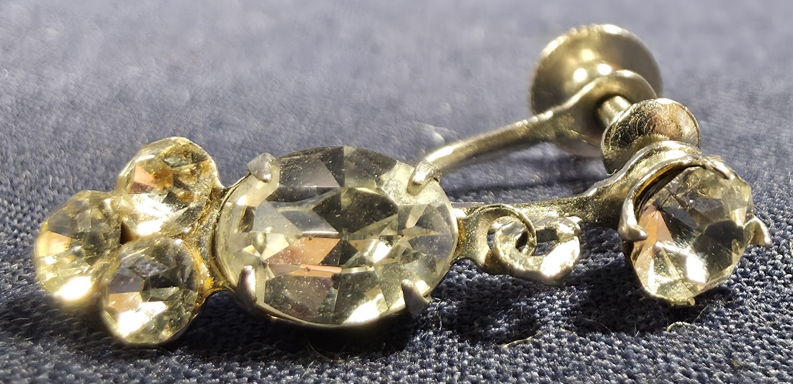 Vintage Vargas Rhinestone Drop Dangle Large Oval over Rounds Screw Back Earrings