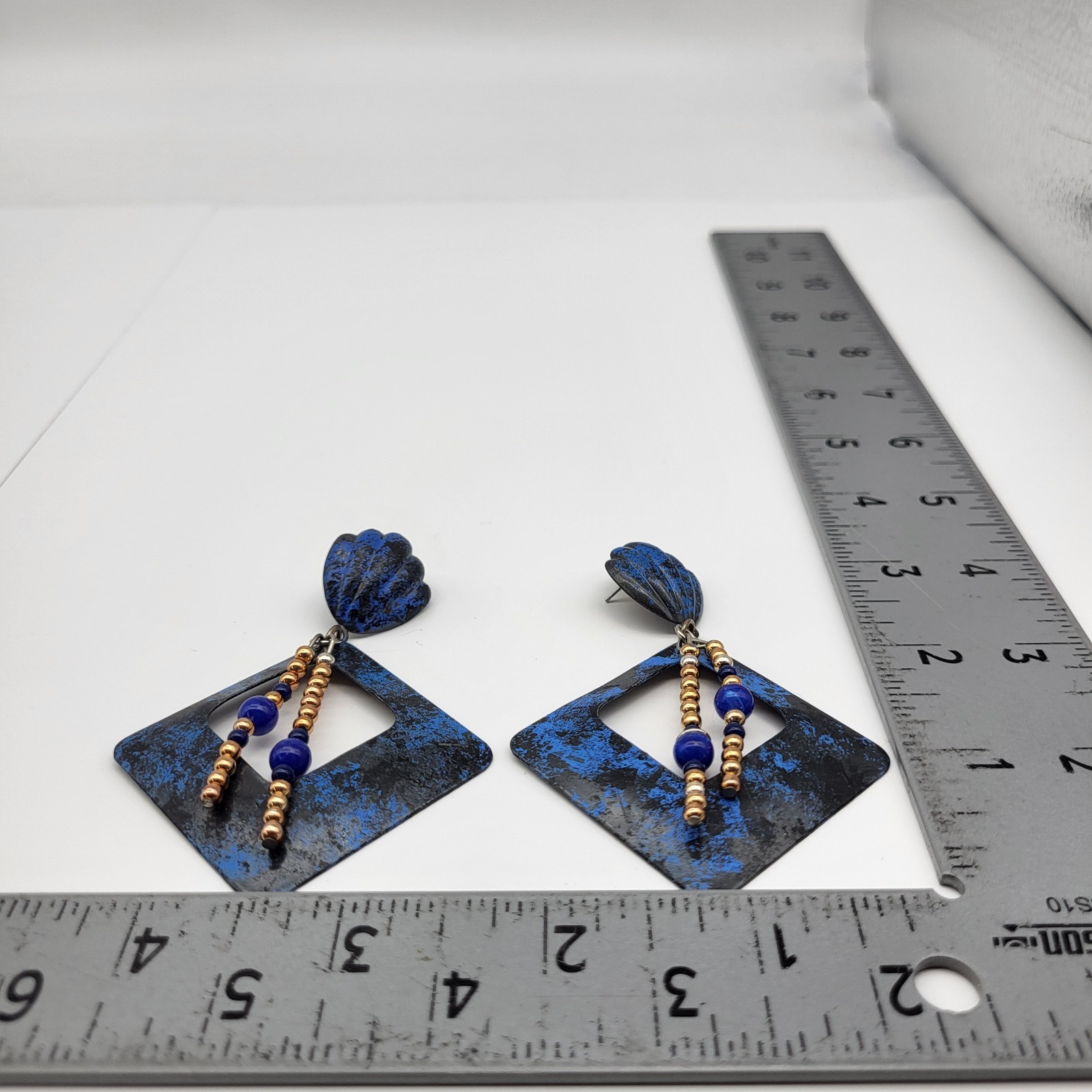 Amazing 80’s Bold enamel Geometric dangle earrings Festival Retro Flamboyant